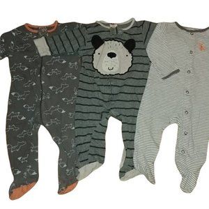 Gerber Carter's 3 Footed Sleepers Infant Baby Sz 6-9 Months Gray White Orange
